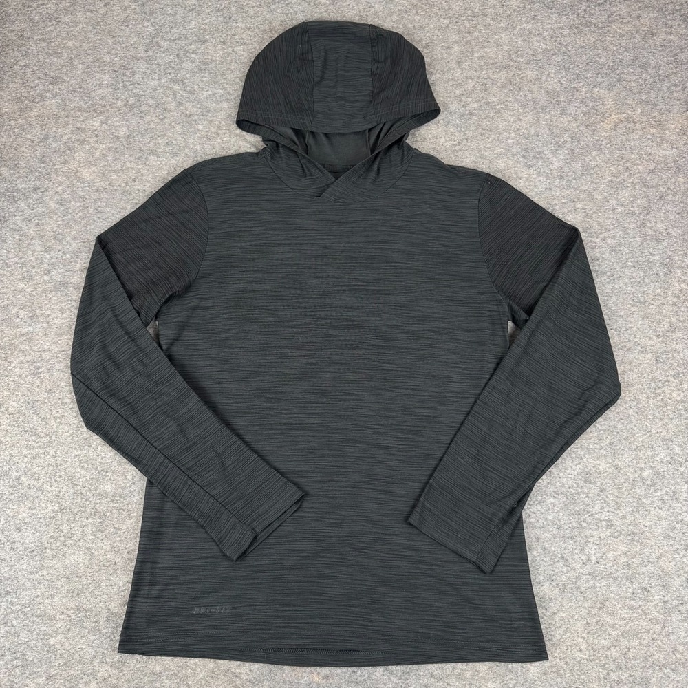 Nike Dri Fit Hooded Shirt Long Sleeve Polyester Black Mens Small S